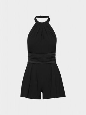 Aritzia Black Halter Pleated Waistband Romper